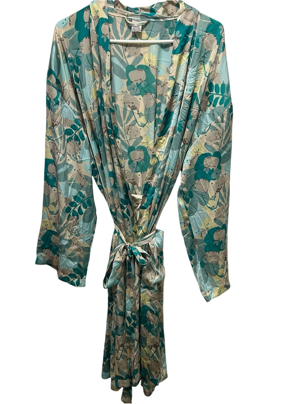 Pusheen Womens Satiny Kitty Cat Robe Size L-XXXL Tie Waist Pockets